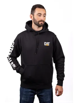 Trademark Banner Cotton Mens Black Hooded Sweatshirt - Size Large - Caterpillar - FashionsVida