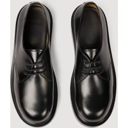 Zapatos de cordones de hombre de charol con puntera redonda