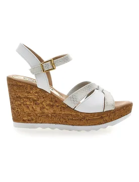 Sandali Bianchi e Oro con Zeppa Alta MK24731 39 - PITTARELLO LOOK - FashionsVida