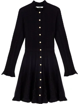 Vestido corto de punto 100% algodón calado con botones - Maje - FashionsVida