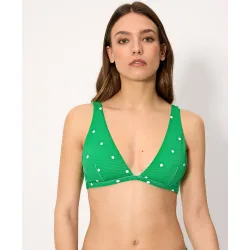 Tops de bikini triángulo piqué lunares en copa b