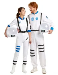 Astronaut-Paarkostüm Karneval weiss-blau