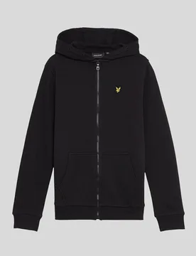 Boys' Zip Through Hoodie in Jet Black - Lyle & Scott - FashionsVida