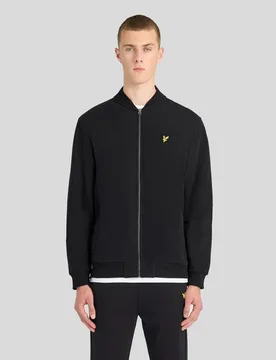 Men's Sueded Jersey Bomber Jacket Jet Black - Lyle & Scott - FashionsVida