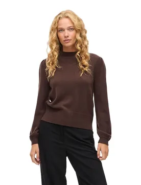 Maglione A Collo Alto Ril Balloon Coffee Bean M - Vila - FashionsVida