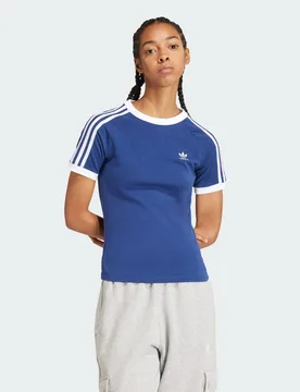 Womens 3-Stripes Slim Raglan Tee - Blue/navy Cotton - Size X-Large - adidas Originals - FashionsVida