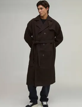 Herren Zweireihiger Trenchcoat-Mantel in Schokolade Chocolate Größe XL - boohooMAN - FashionsVida