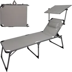 Chaise Longue Pliante Avec Parasol Et Coussin