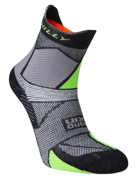 Calzini Corti Marathon Fresh Anklet Med Black / Grey / Lime Green EU 47-48.5 - Hilly Socks - FashionsVida