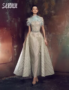 Chic Strapless Feathered Evening Dress Elegant Fashion Zipper Back Bride Robe Party Birthday A-line Prom Gown Vestidos De Novia - Aliexpress - FashionsVida