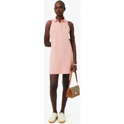 Vestido corto de mujer sin mangas de piqué en blanco