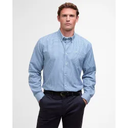 Camisa de hombre de manga larga de cuadros y bolsillo lado izquierdo