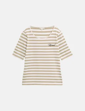 T-Shirt Gestreift Braun XL - Tom Tailor Casual - FashionsVida