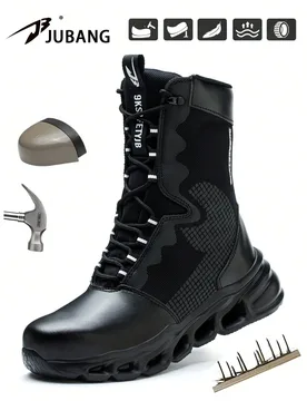 Botas de trabajo unisex con punta de acero, zapatos de para construcción industrial, anti-aplastamiento anti-perforación, botas de senderismo de ca? - Shein - FashionsVida