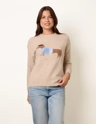 Dog Knit Jumper - S/M / BEIGE MELANGE - female