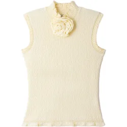 Camiseta de mujer fruncida con cuello alto