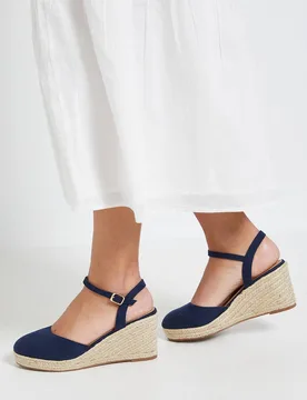 Women's Rumor Faux Suede Closed Toe Espadrille Wedge Sandals in Navy Size: 3 - Navy - Size: 3 - Dorothy perkins - FashionsVida