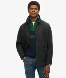 Superdry Herren Merchant Strukturierte Hemdjacke Dunkelgrau - Größe: L