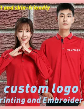 High end pure cotton spandex long sleeved T-shirt and polo shirt with printed embroidered logo for men and women's work clothes - Aliexpress - FashionsVida