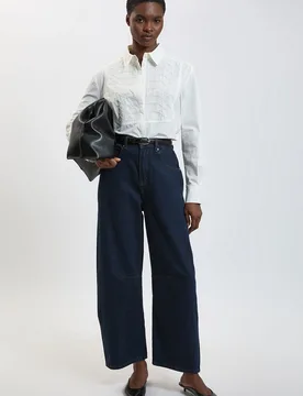 Womens Petite Military Stitch Detail Cotton Poplin Shirt - White - Karen millen - FashionsVida