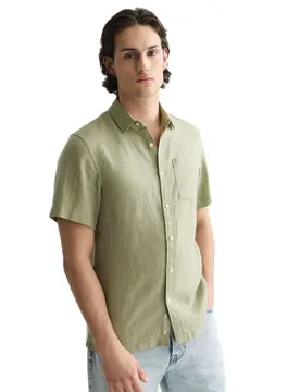 Camicia A Maniche Corte 183570 Regular Fit Oil Green XL - Scotch & Soda - FashionsVida