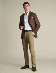 Slim Fit Pure Wool Textured Blazer Chocolate male