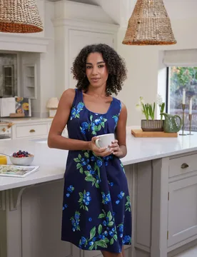 Cotton Modal Berry Print Nightie Navy Mix female - Cyberjammies - FashionsVida