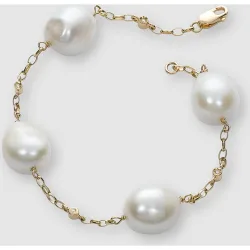 Pulsera de oro con perlas y diamantes