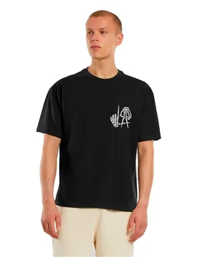Maglietta A Maniche Corte Deathrow L.a Skull Hands Heavy Oversize Black 2XL - Merchcode - FashionsVida