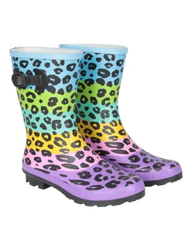 Mid Height Womens Printed Rubber Wellie - Blue - Blue - Size: 6 - Mountain Warehouse - FashionsVida