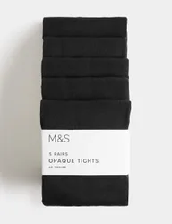 Pack 60 Denier Opaque Tights (6-16 Yrs) Black female