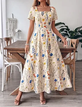 Women's Summer Dress Female Fashion Fresh Sweet Wind Versatile Long Skirt Ladies Flower Printed Dress - Aliexpress - FashionsVida