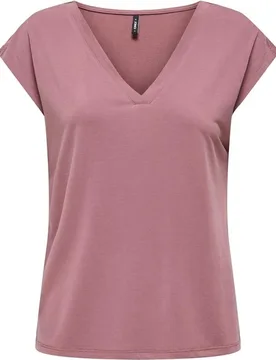 Camiseta de mujer de manga corta y cuello en pico - Only - FashionsVida