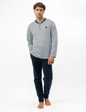 Pijama largo de hombre de punto de color - Admas - FashionsVida
