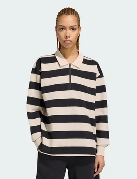 Polo a maniche lunghe Essentials contemporanea in french terry S Black / Crystal Linen - Adidas - FashionsVida