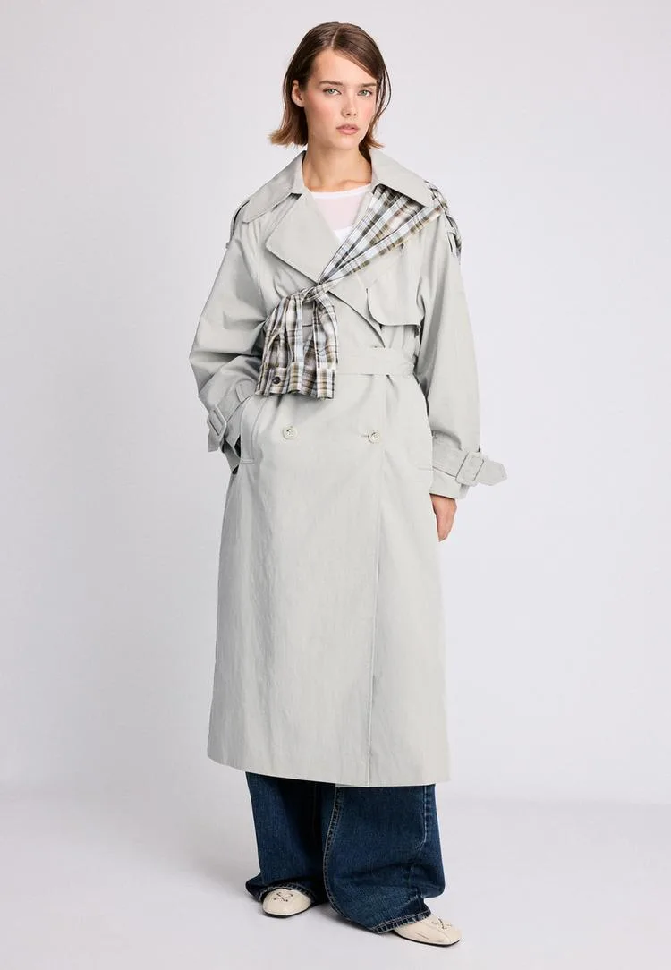 Oversize-Trenchcoat Ecru L - Stradivarius - FashionsVida