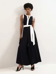 Cutout Detail Side Stripe Wide Leg Jumpsuit Black female