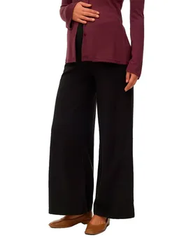 Pantaloni A Vita Alta Amila Wide Leg Maternity Black XL - Mamalicious - FashionsVida