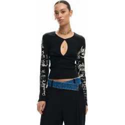 Camiseta de mujer abertura lettering