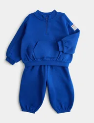 Piece Cotton Rich Plain Sweat Outfit (0-5 Yrs) Blue male