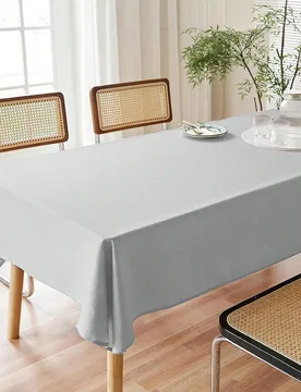 Mantel rectangular de aspecto de lino resistente a las arrugas y a las salpicaduras, con borde cosido clásico, de textura suave, adecuado para restau - Shein - FashionsVida