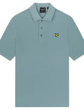 Mens Slate Blue Milano Polo Shirt Cotton - Size Large - Lyle & Scott - FashionsVida