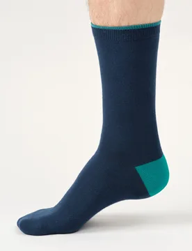 Modal Tipped Crew Socks - Navy - UK 7-11 - Thought - FashionsVida