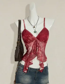 Top de tirantes asimétrico con estampado de moda para mujer, verano L - Shein - FashionsVida