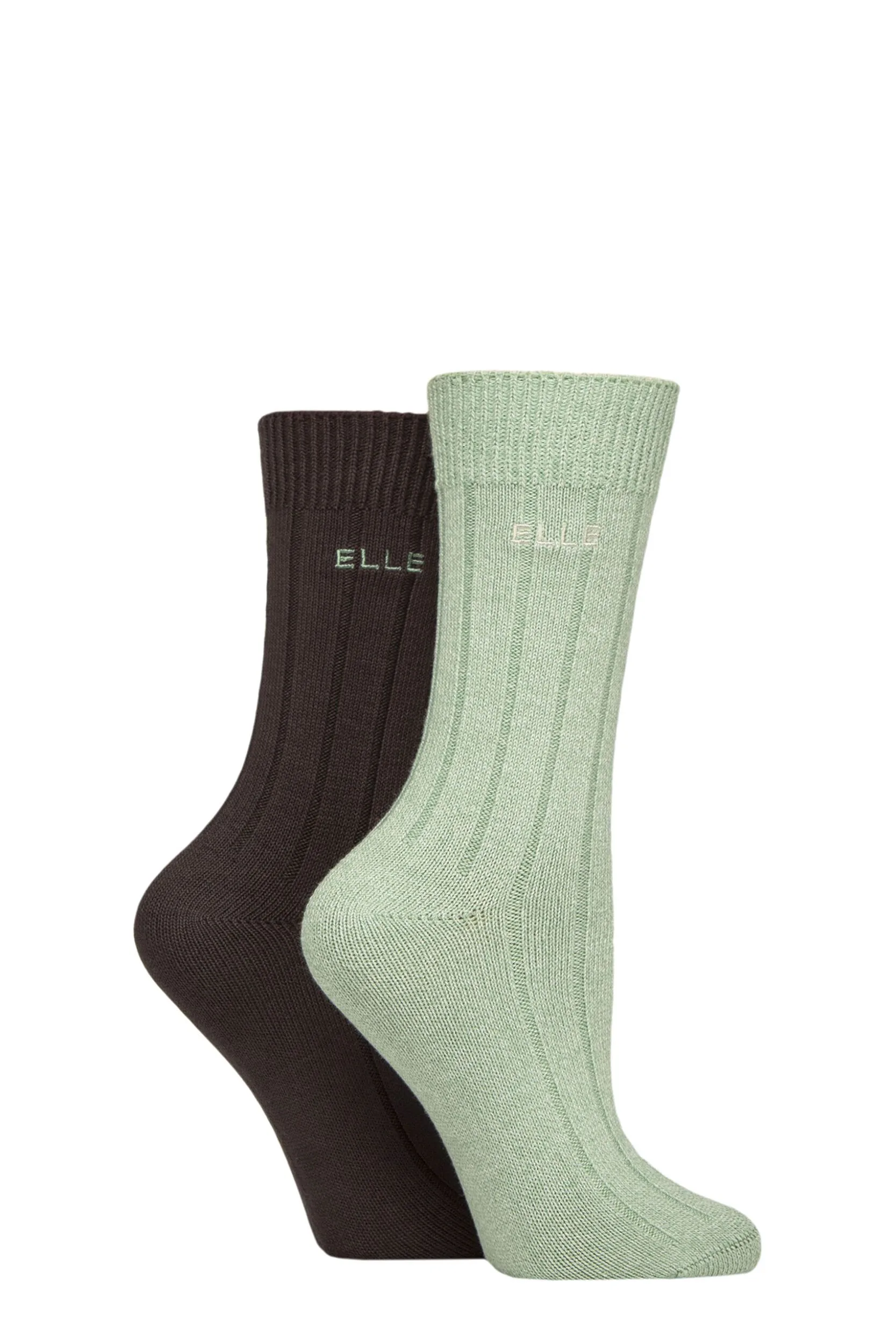 Women's 2 Pair Ribbed Bamboo Boot Socks Forager 4-8 - Assorted - Size: Small - ELLE - FashionsVida
