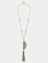 Natural Stone Pendant Necklace Grey female