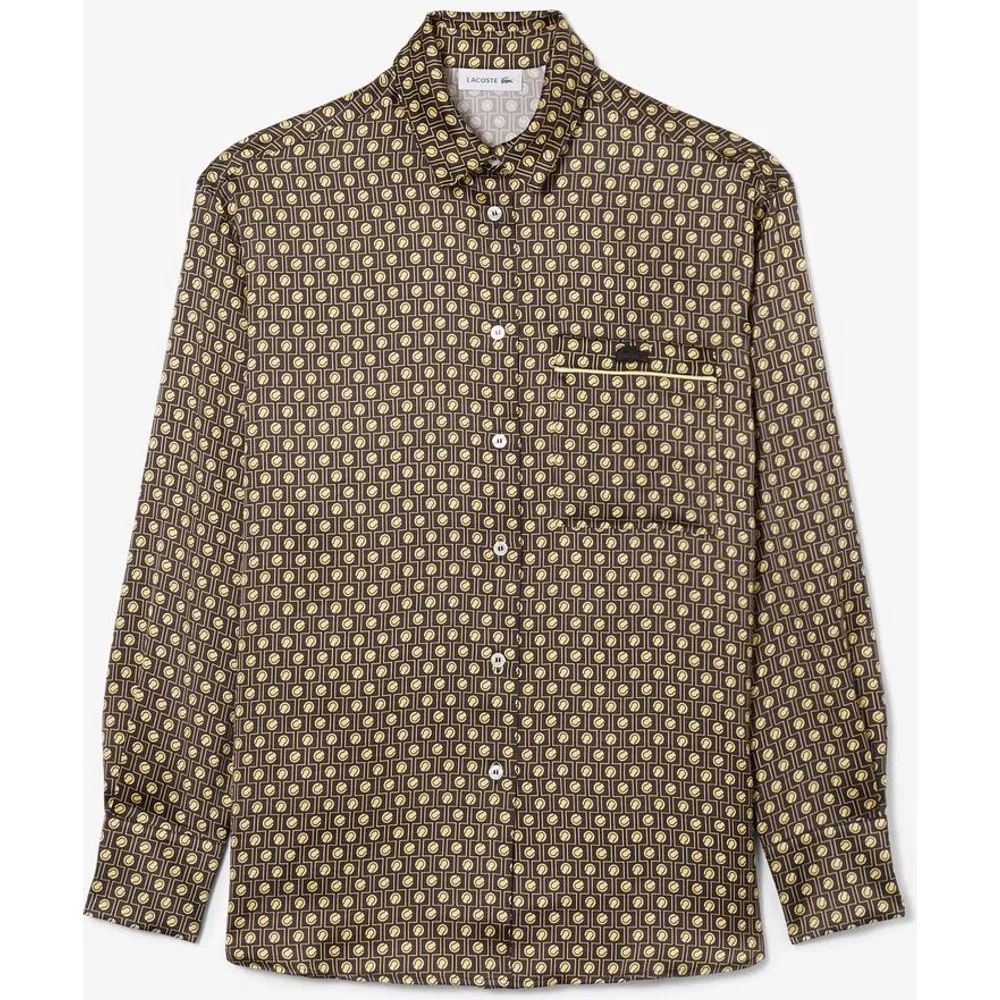 Camisa de mujer de satén oversized con estampado - Lacoste - FashionsVida