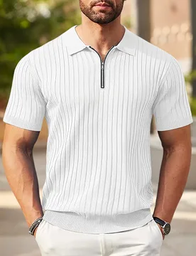 Summer Men's Vertical Stripe Half Zipper Polo Shirt Breathable Elastic Casual T-Shirt - Aliexpress - FashionsVida
