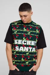Herren Regular Fit Secret Santa Weihnachtspullover Green Größe Large