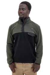 Felpa in Pile verde e nero con collo alto e taschino MAPF002W24 XXL